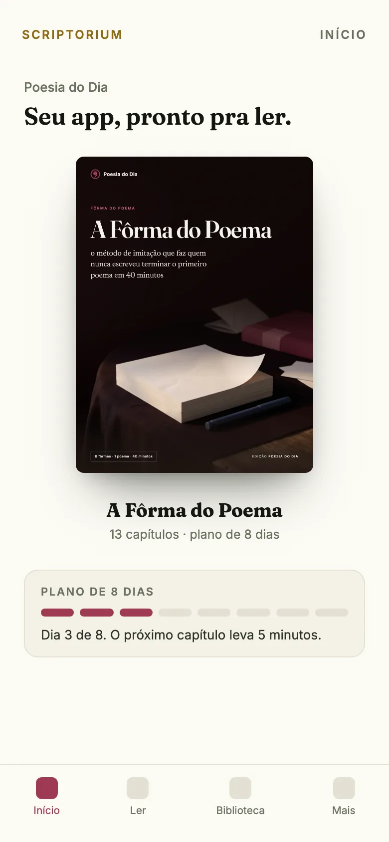 Capa do app do guia A Fôrma do Poema