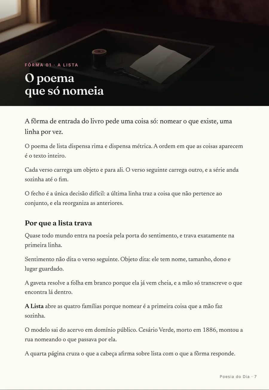 Abertura de fôrma: Cada fôrma abre em cena, do poema que só nomeia ao verso que se conta