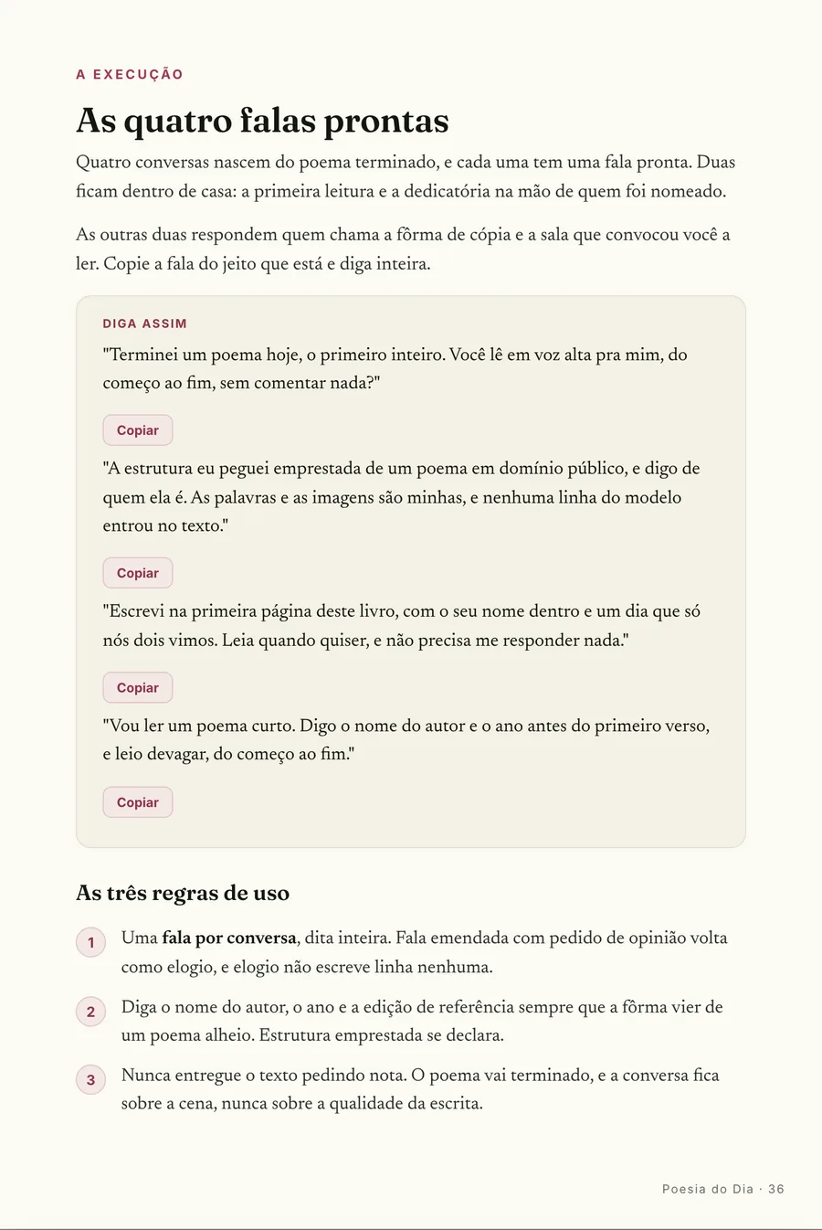 Falas prontas: As quatro falas pra destravar a sessão, com as regras de uso ao lado